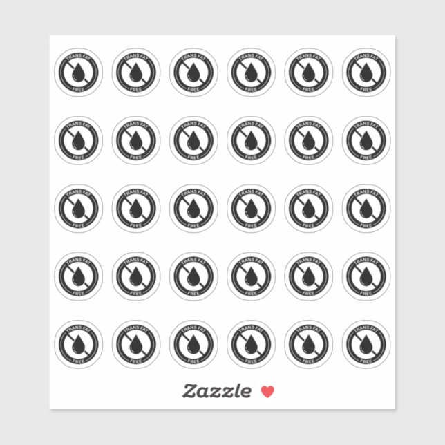 Sticker Trans Fat Free Wedding Place Card Food Allergy  (Feuille)