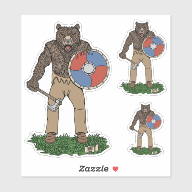 Sticker Transformé Viking Berserker ou Werebear (Feuille)