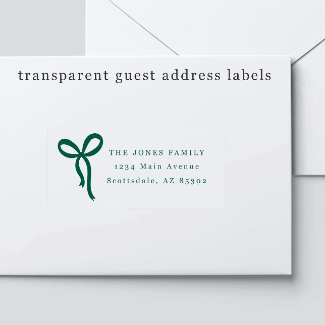 Sticker Transparent Bow Wedding Guest Address Labels (Créateur téléchargé)