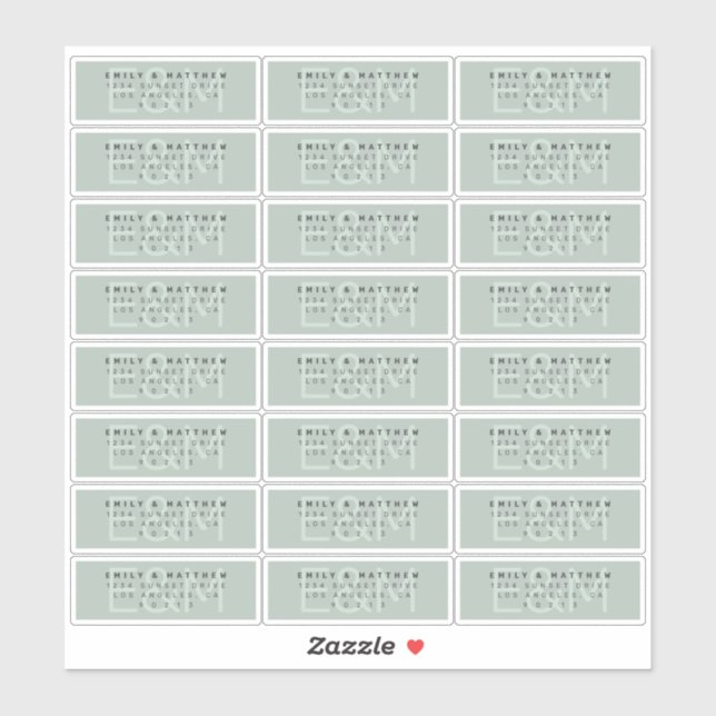 Sticker Transparent Moderne Monogramme Mariage Adresse de  (Feuille)