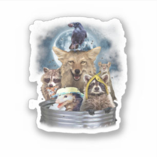 Sticker Trash Animaux hurler à la Lune Funny Team Trash