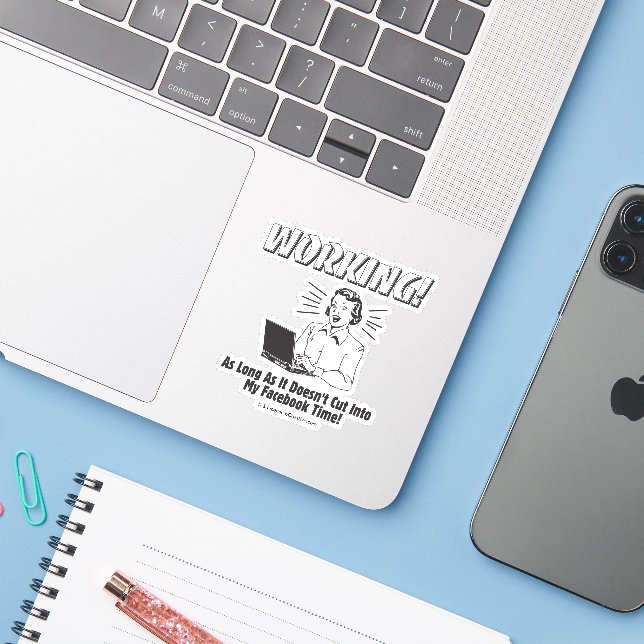 Sticker Travail : Couper dans le temps Facebook (Ordinateur portable avec iPhone)