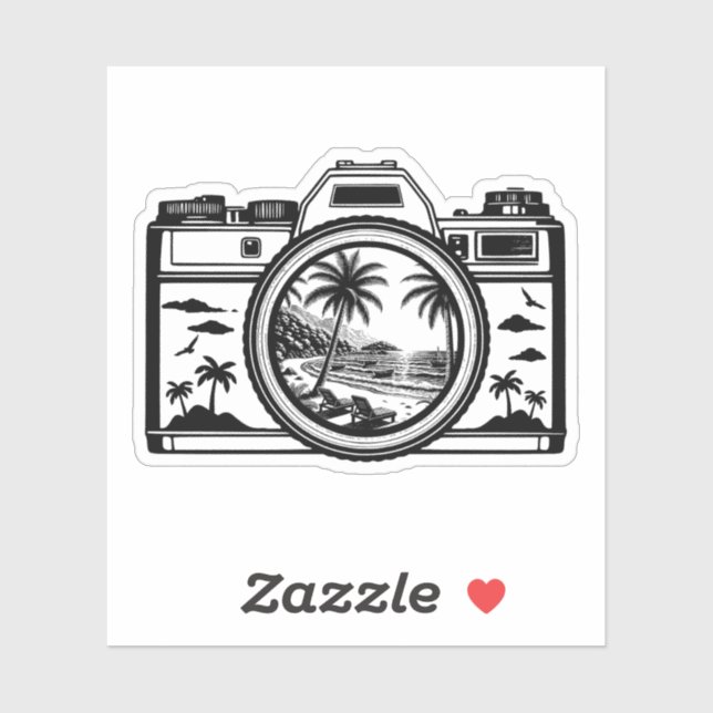 Sticker Travel Beach Photography Camera   (Feuille)