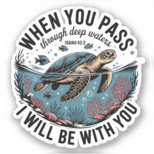 Sticker Traverser les eaux profondes Tortue marine chrétie