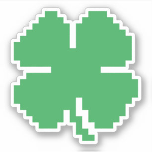 Sticker Trèfle chanceux de quatre feuilles de pixel de 8