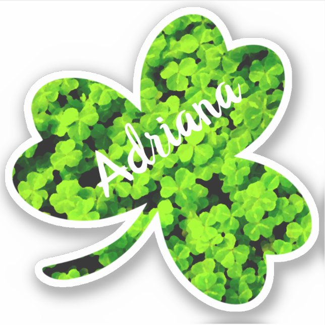 Sticker Tréfoil Clover Leaf Cloverleaf Shape Nom personnal (Devant)