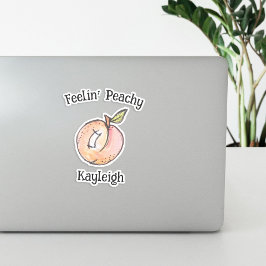 Sticker Trendy Cute Feelin Peachy Peach Nom Ado moderne