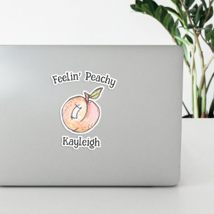 Sticker Trendy Cute Feelin Peachy Peach Nom Ado moderne