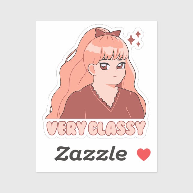 Sticker Très classe mignonne Anime Girl (Feuille)