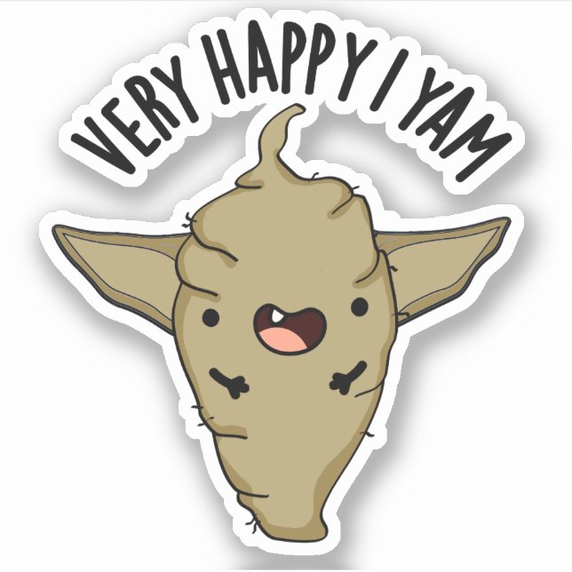 Sticker Très Heureux Je Yam Funny Veggie Pun (Devant)