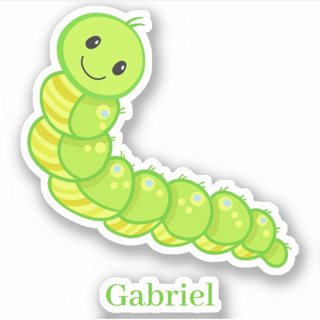Sticker Très joli centipede vert d'inchworm souriant (Devant)