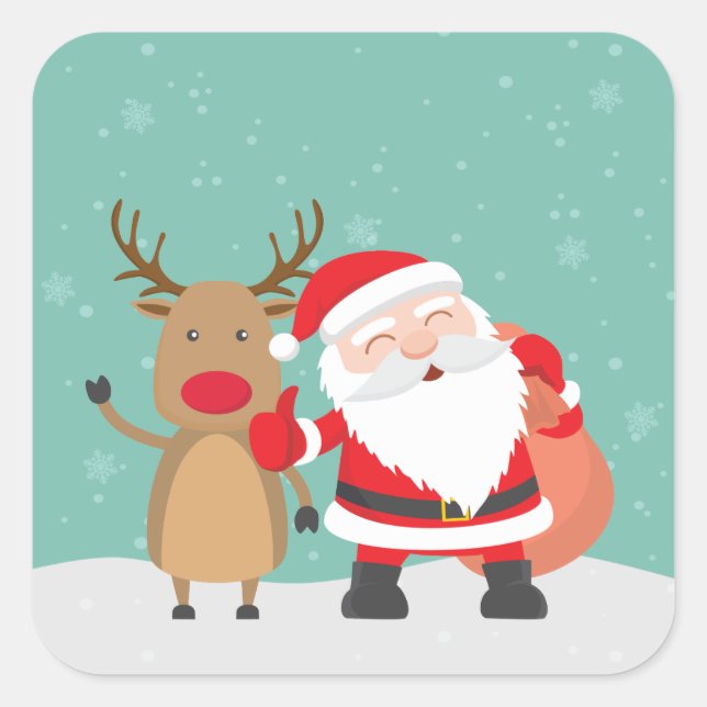 Sticker très mignon du Père Noël et du renne (Devant)