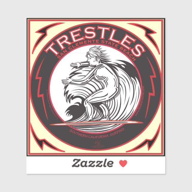 STICKER TRESTLES DE SURF SAN ONOFRE PLAGE CALIFORNIE (Feuille)