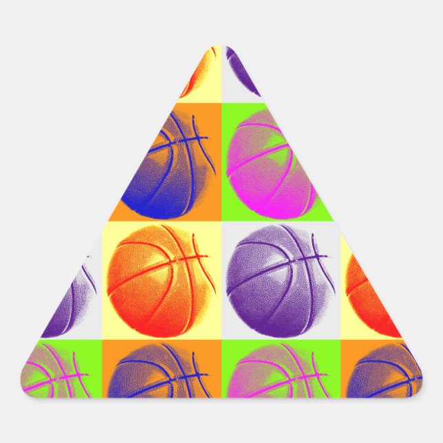 Sticker Triangulaire 4 couleurs Pop Art Basketball (Devant)