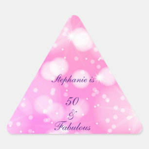 Sticker Triangulaire 50 Et Fabuleux Anniversaire Rose Rose Purple Glitt