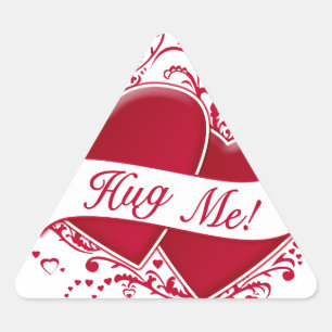 Sticker Triangulaire Accroche-Moi ! Cœurs rouges
