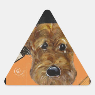 STICKER TRIANGULAIRE AIREDALE D'HALLOWEEN