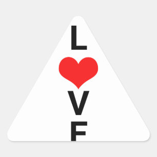 Sticker Triangulaire Amour Rouge Coeur Mignon Saint-Valentin Blanc Pers