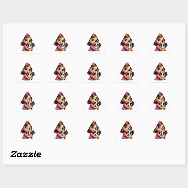 Sticker Triangulaire Amoureux des chiens (Feuille)