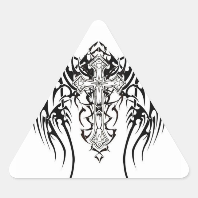 Sticker Triangulaire Angel Wings Cross Motif (Devant)