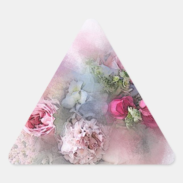 Sticker Triangulaire Aquarelle Art rose Roses rouges Modèle blanc (Devant)
