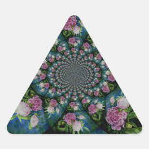 Sticker Triangulaire Aquarelle florale de pivoine rose blanc