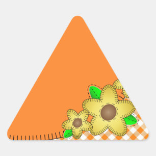 Sticker Triangulaire Arrière-plan En vichy Fleur JauneSticker Triangle