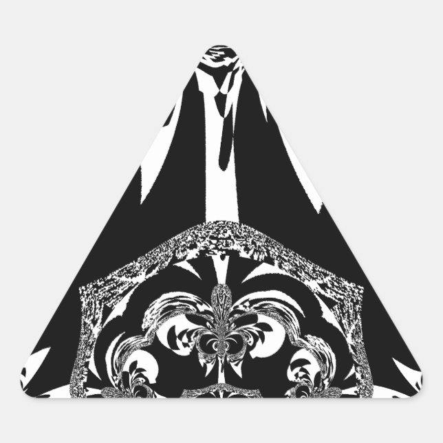 Sticker Triangulaire Art noir et blanc africain (Devant)