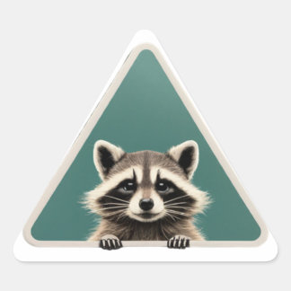 Sticker Triangulaire Artiste du raton laveur Mischievous (Autocollant t