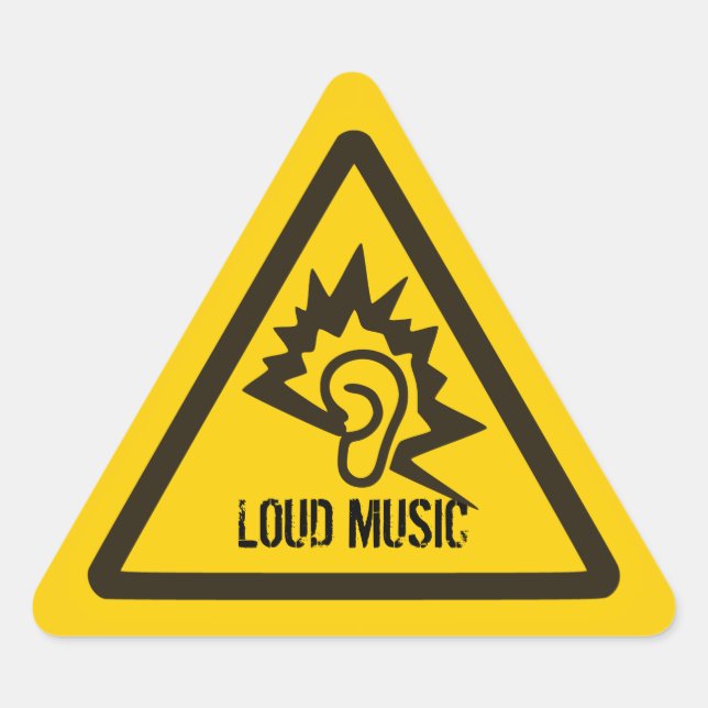 Sticker Triangulaire Attention - Musique forte ! (Devant)