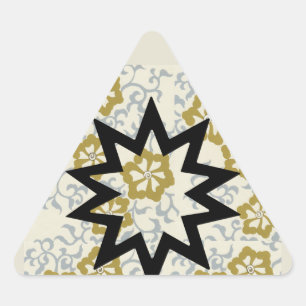 Sticker Triangulaire Baha'i Star sur l'Arrière - plan or et argent