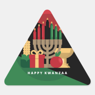 Sticker Triangulaire bande diagonale Happy Kwanzaa
