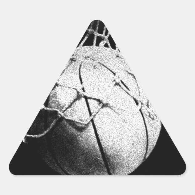 Sticker Triangulaire Basket-ball noir et blanc (Devant)