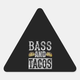 Sticker Triangulaire Bass And Tacos Funny Taco Bass Guitar Distressed