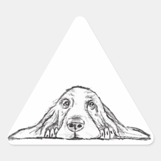 Sticker Triangulaire basset blanc (Devant)