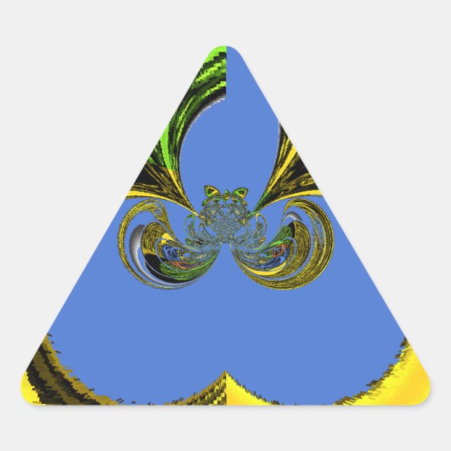 Sticker Triangulaire Beau Beau Art Sud-Africain Jaune et Bleu (Devant)