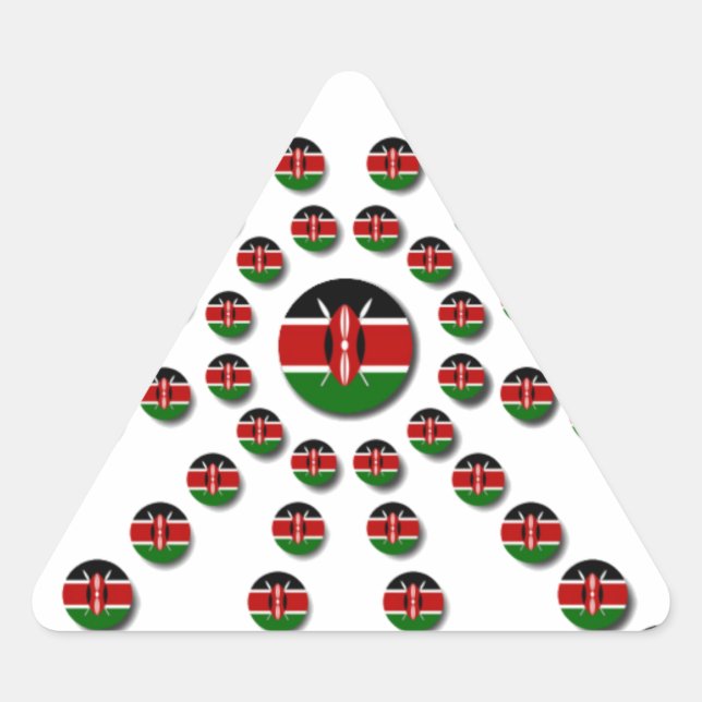 Sticker Triangulaire Beau Drapeau circulaire kenyan : Un design radial (Devant)