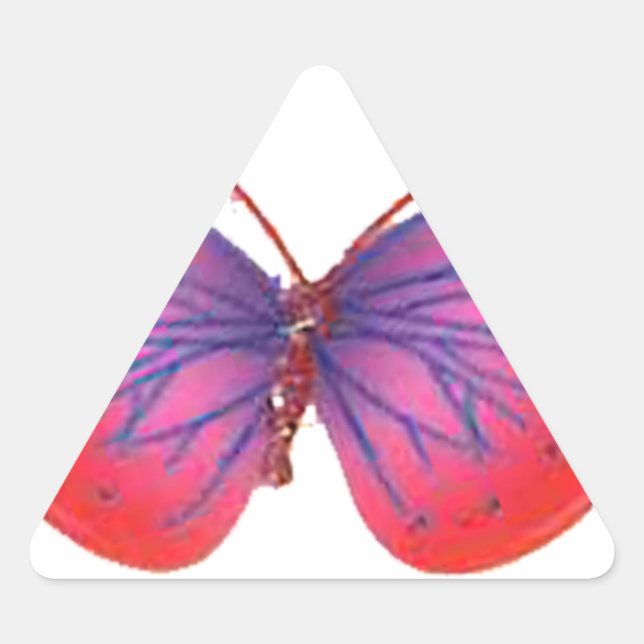 Sticker Triangulaire Beau papillon rouge Extraordinaire rose et violet (Devant)