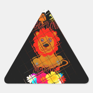 Sticker Triangulaire Bébé adorable Lion Art Design Motif