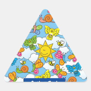 Sticker Triangulaire Bébé Animaux Arrière - plan