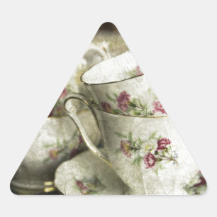 Sticker Triangulaire belles tasses de porcelaine antiques