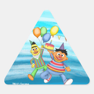 Sticker Triangulaire Bert et Ernie Balloons d'anniversaire