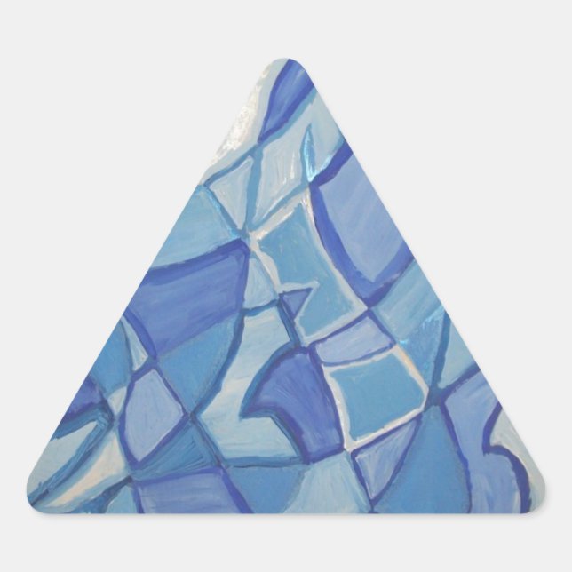 Sticker Triangulaire Bleu clair Oeuvre Abstraite originale Kara Willis (Devant)