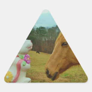 Sticker Triangulaire Blond Jaune cheval & Bunny de Pâques