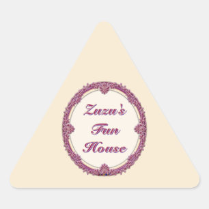 Sticker Triangulaire Bordure Fantaisie Violet/Rose Et Crème Personnalis