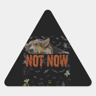 Sticker Triangulaire Cadeau Corgi | Pas maintenant - Corgi Lover Ugly H