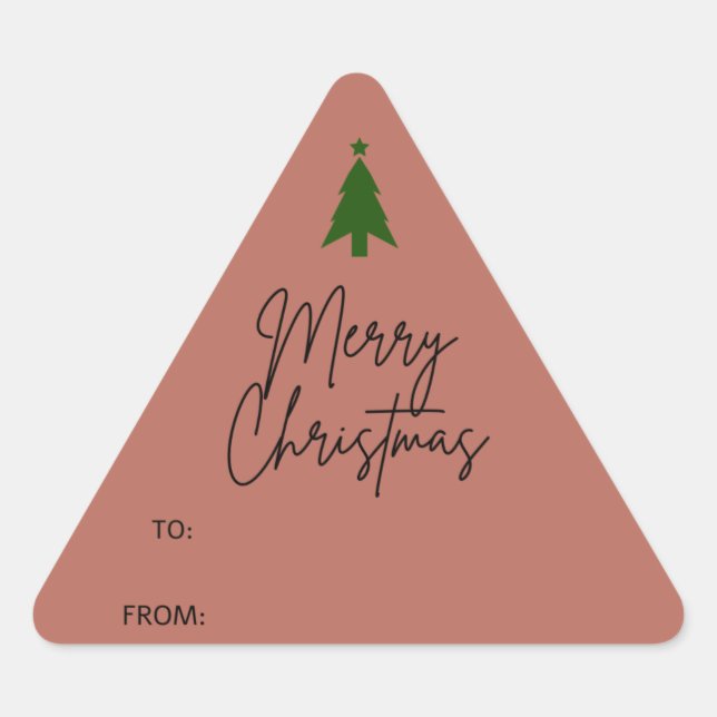 Sticker Triangulaire Cadeau de Noël en terre cuite Boho rouge (Devant)