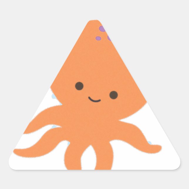 Sticker Triangulaire Caricature de la pieuvre mignonne (Devant)