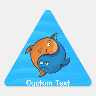 Sticker Triangulaire Caricature de poisson Yin Yang