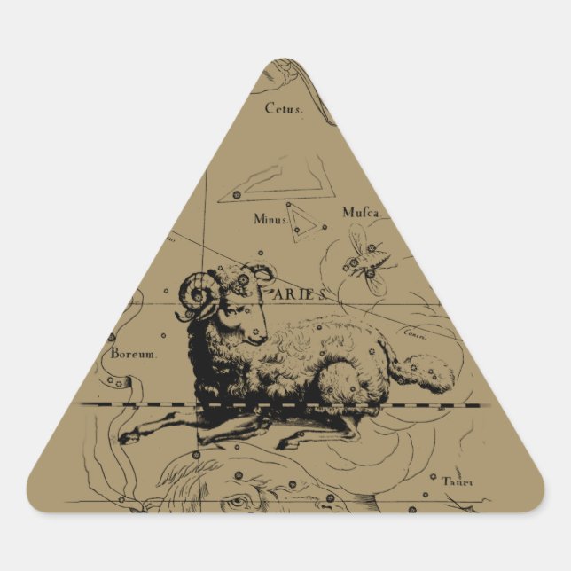 Sticker Triangulaire Carte Constellation Aries Hevelius 1690 (Devant)